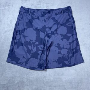 SPANX Shorts Mens XL Blue Floral Geometric Performance Stretch 10" Inseam Active